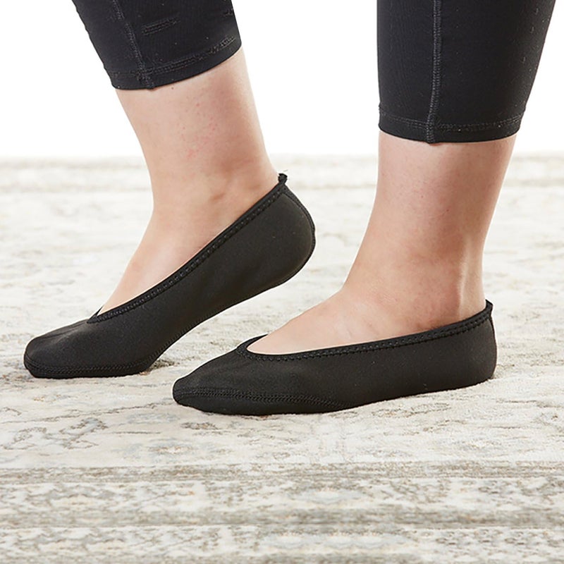 Nufoot Ballet Flats: Women's House Slippers for Indoor Use, Neoprene Socks with Slip-Resistant Soles, Wear as Yoga or Pilates Shoes, Black, Large - Image 2